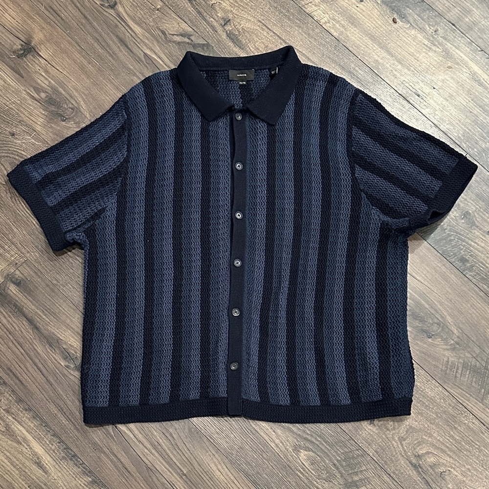 NWOT VINCE Crochet Stripe Shirt in Cotton Size XXL/TTG
